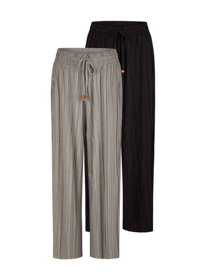 DENIMFY Chinohose Damen Palazzo Hose DFBrenda 2er Loose Fit (Vorteilspack) 7/8 Culotte mit Taschen von DENIMFY