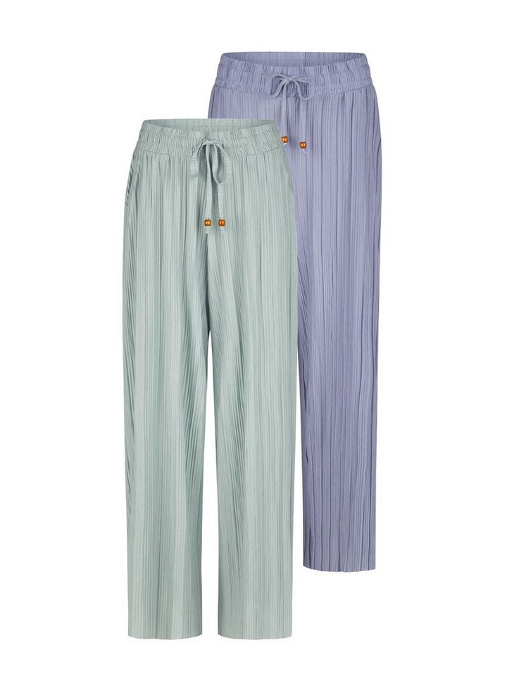 DENIMFY Chinohose Damen Palazzo Hose DFBrenda 2er Loose Fit (Vorteilspack) 7/8 Culotte mit Taschen von DENIMFY