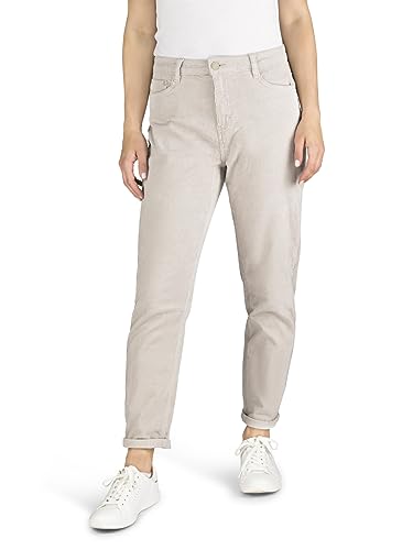 DENIMFY Damen Cord Hose DFLisa Mom Fit High Waist Cordhose Freizeithose Pants Basic Reißverschluss Stretch Baumwolle Einfarbig Beige L, Größe:L, Farben:Light Sand (60200) von DENIMFY