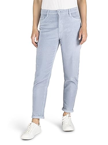 DENIMFY Damen Cord Hose DFLisa Mom Fit High Waist Cordhose Freizeithose Pants Basic Reißverschluss Stretch Baumwolle Einfarbig Blau XL, Größe:XL, Farben:Vintage Jeans Blue (59205) von DENIMFY