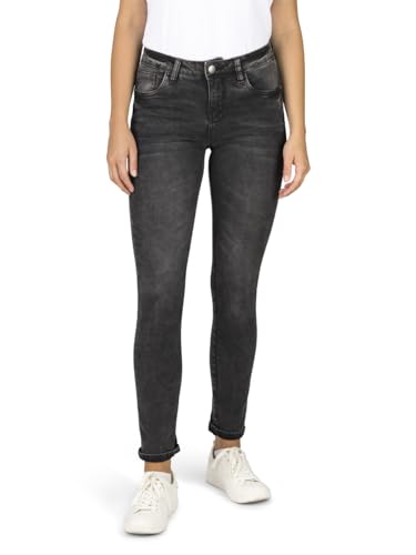 DENIMFY Damen Jeans DFElla Slim Fit Mid Waist Hose Reißverschluss Pants Baumwolle Basic Jeanshose Stretch Denim Schwarz L, Größe:L, Farben:Black Denim (B145) von DENIMFY