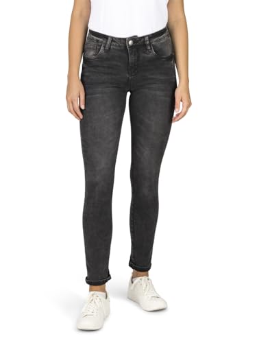 DENIMFY Damen Jeans DFElla Slim Fit Mid Waist Hose Reißverschluss Pants Baumwolle Basic Jeanshose Stretch Denim Schwarz M, Größe:M, Farben:Black Denim (B145) von DENIMFY