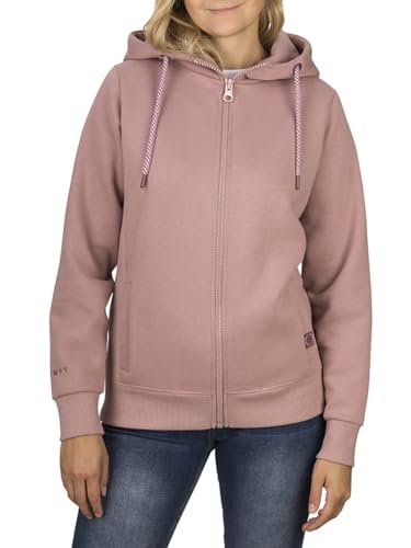 DENIMFY Kapuzenjacke Damen DFClara Regular Fit Jacke Sweatjacke Trainingsjacke Freizeitjacke Kapuzenpullover Hoodie Sweatshirt Taschen Reißverschluss Basic Kapuze, Größe:L, Farben:Antique Rose von DENIMFY