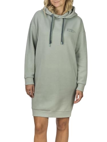 DENIMFY Damen Kapuzenpullover DFAnna Oversize Hoodie Pullover Taschen Pulloverkleid Longshirt Sweater Sweatkleid Oberteil Kapuze Kapuzenkleid Print Lang Grün L, Größe:L, Farben:Jadeite Green von DENIMFY