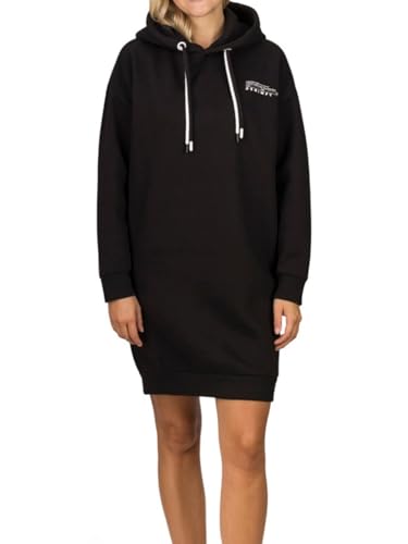 DENIMFY Hoodie Damen lang Oversized DFAnna Kapuzenpullover Pullover Sweatkleid Kapuzenkleid Streetwear Print Schwarz M, Größe:M, Farben:Black von DENIMFY