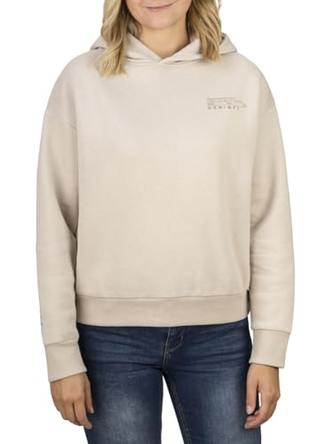 DENIMFY Hoodie Damen Oversized DFEmily Kapuzenpullover Pullover Sweatshirt Streetwear Print Beige XL, Größe:XL, Farben:Birch Beige (20200) von DENIMFY