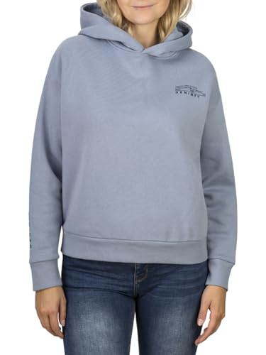 DENIMFY Kapuzenpullover Damen DFEmily Oversize Hoodie Pullover Streetwear Pulli Oberteil Kurz Kapuze Print Sweatshirt Blau L, Größe:L, Farben:Morning Fog Blue (19300) von DENIMFY