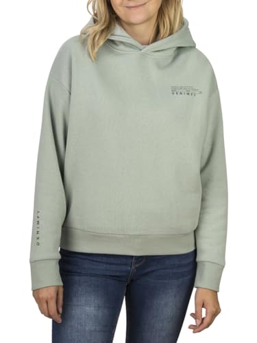 DENIMFY Kapuzenpullover Damen DFEmily Oversize Hoodie Pullover Streetwear Pulli Oberteil Kurz Kapuze Print Sweatshirt Grün XL, Größe:XL, Farben:Jadeite Green (12200) von DENIMFY