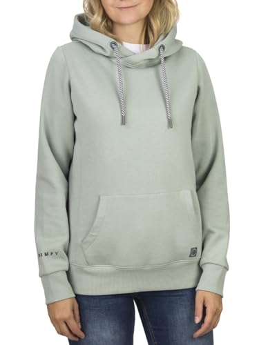 DENIMFY Kapuzenpullover Damen DFEmma Regular Fit Hoodie Pullover Pulli Sweatshirt Streetwear Kapuze Cross-Over Kragen Taschen Basic Freizeit Sport Grün S, Größe:S, Farben:Jadeite Green (52202) von DENIMFY