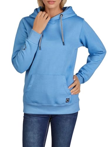 DENIMFY Hoodie Damen Regular Fit DFEmma Kapuzenpullover Pullover Cross-Over Kragen Blau XL, Größe:XL, Farben:Daily Blue (19300) von DENIMFY