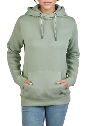 DENIMFY Hoodie Damen Regular Fit DFEmma Kapuzenpullover Pullover Cross-Over Kragen Grün M, Größe:M, Farben:Jadeite Green (52202) von DENIMFY