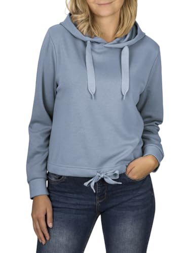 DENIMFY Hoodie Damen Kurz Regular Fit DFHanna Crop Kapuzenpullover Pullover Sweatshirt Oberteil Kapuze Blau M, Größe:M, Farben:Morning Fog Blue (59317) von DENIMFY