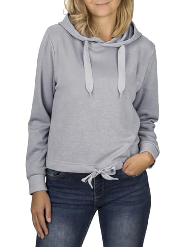 DENIMFY Hoodie Damen Kurz Regular Fit DFHanna Crop Kapuzenpullover Pullover Sweatshirt Oberteil Kapuze Grau M, Größe:M, Farben:Grey Melange (63200) von DENIMFY