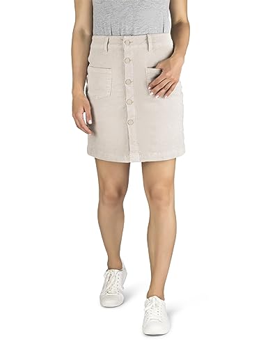 DENIMFY Damen Mini Cord Rock DFAlina Minirock Taschen Sommer Midi Skirt Cord Elegant Sommerrock Midirock Stretch Knielang Kurz A-Linie Kurzrock, Größe:S, Farben:Light Sand (60200) von DENIMFY