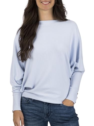 DENIMFY Damen Pullover DFGreta Oversize Fit Pulli Langarmshirt Basic Oberteil Fledermausärmel Sweatshirt Einfarbig Rundhalsausschnitt Blau L/XL, Größe:L/XL, Farben:Light Blue (59209) von DENIMFY