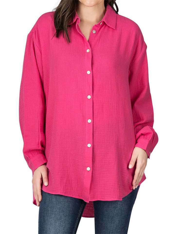 DENIMFY Hemdbluse Damen Bluse DFMathilda Oversize Fit Basic Musselin Hemd aus 100% Baumwolle von DENIMFY