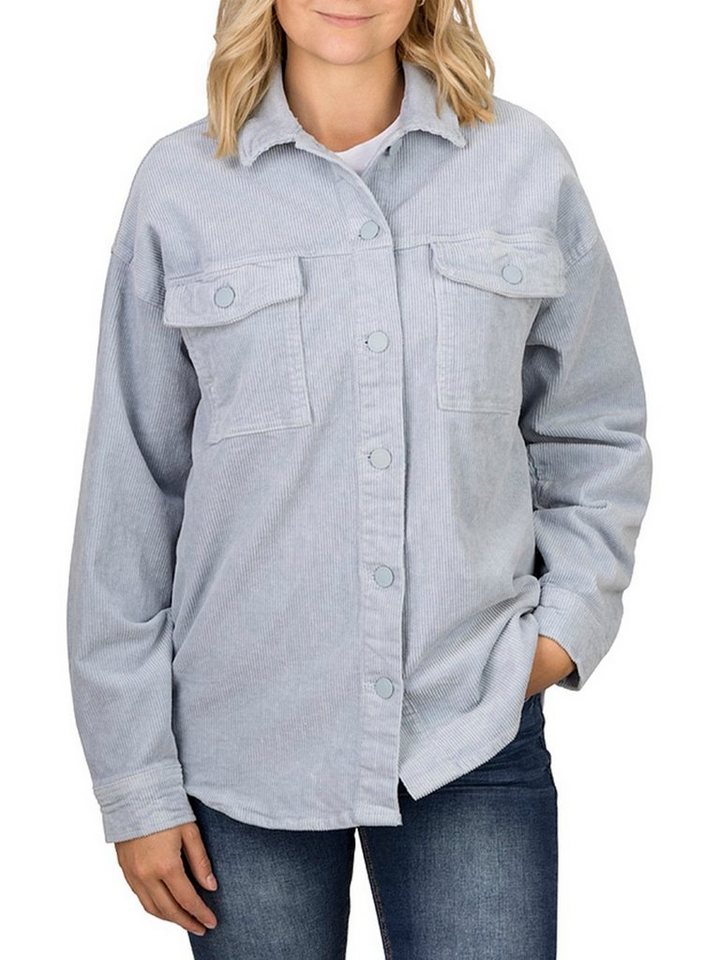 DENIMFY Hemdjacke Damen Hemdbluse DFSophia Oversize Fit Shacket mit Knopfleiste von DENIMFY