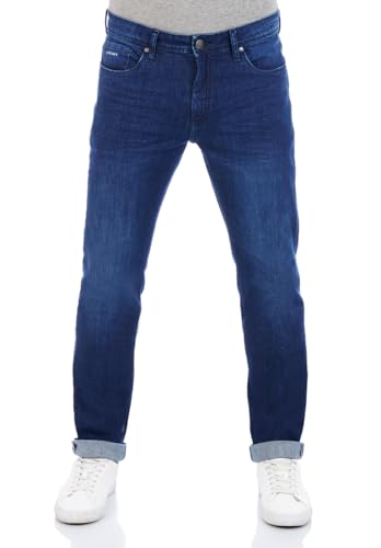 DENIMFY Herren Jeans Hose DFMiro Straight Fit Baumwolle Basic Jeanshose Stretch Denim Blau w33, Größe:33W / 36L, Farben:Dark Blue Denim (D212) von DENIMFY