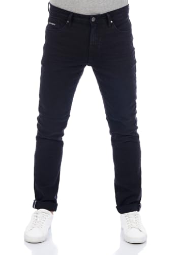 DENIMFY Herren Jeans Hose DFMiro Straight Fit Baumwolle Basic Jeanshose Stretch Denim Schwarz w33, Größe:33W / 30L, Farben:Black Denim (B122) von DENIMFY