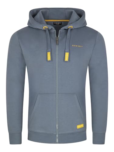 DENIMFY Herren Kapuzenjacke DFLeo Regular Fit Hoodie Taschen Jacke Reißverschluss Sweatjacke Trainingsjacke Basic Kapuzenpullover Kapuze, Größe:M, Farben:Turbid Blue von DENIMFY