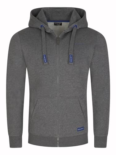 DENIMFY Sweatjacke Herren mit Kapuze Reißverschluss Regular Fit DFLeo Kapuzenjacke, Größe:L, Farben:Grey Melange Standard 2 (63300) von DENIMFY