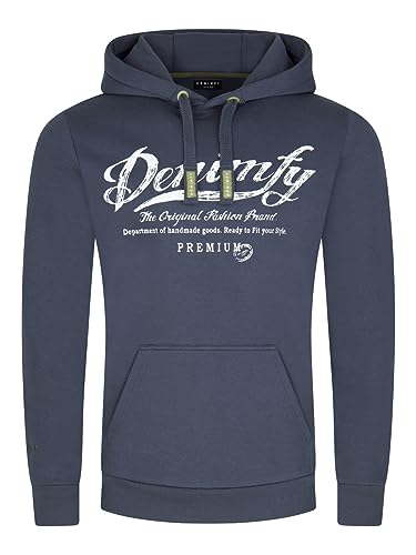 DENIMFY Herren Kapuzenpullover DFArno Hoodie Pullover Streetwear Baumwolle Kapuze Druck Langarm Sweatshirt Kängurutaschen Regular Fit Navy XXL, Größe:XXL, Farbe:Navy von DENIMFY