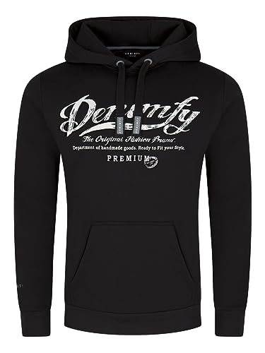 DENIMFY Hoodie Herren Regular Fit DFArno Kapuzenpullover Pullover Print Schwarz L, Größe:L, Farbe:Black von DENIMFY