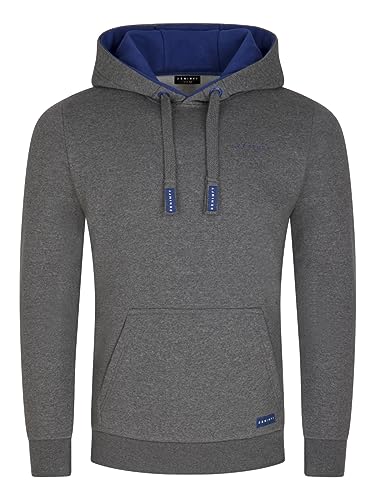 DENIMFY Herren Kapuzenpullover DFBenno Hoodie Sweatshirt Pullover Kapuze Kängurutaschen Langarm Regular Fit Baumwolle Grau 3XL, Größe:3XL, Farben:Grey Melange Standard 2 (63300) von DENIMFY