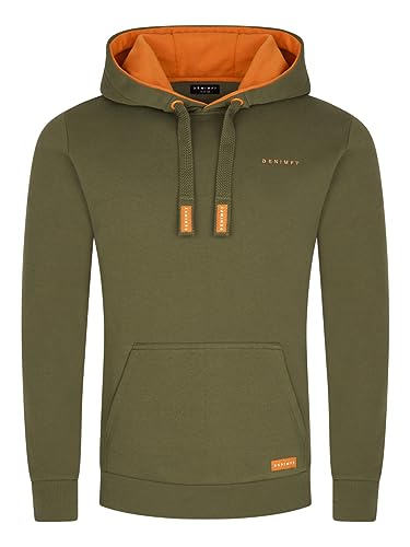 DENIMFY Herren Kapuzenpullover DFBenno Hoodie Sweatshirt Pullover Kapuze Kängurutaschen Langarm Regular Fit Baumwolle Grün 3XL, Größe:3XL, Farben:Ivy Green (52403) von DENIMFY