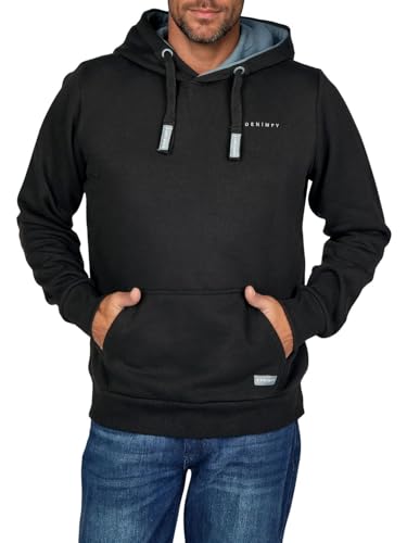 DENIMFY Hoodie Herren Regular Fit DFBenno Kapuzenpullover Pullover Schwarz XXL, Größe:XXL, Farben:Black (64000) von DENIMFY