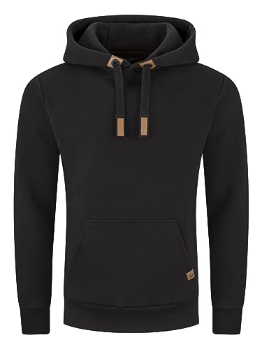 DENIMFY Herren Kapuzenpullover DFIvo Hoodie Pullover Streetwear Baumwolle Kapuze Langarm Sweatshirt Kängurutaschen Regular Fit Schwarz 3XL, Größe:3XL, Farbe:Black von DENIMFY