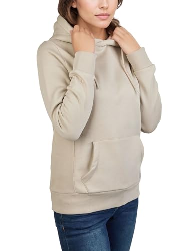 DENIMFY Hoodie Damen Regular Fit DFEmma Kapuzenpullover Pullover Cross-Over Kragen Beige XL, Größe:XL, Farben:Light Sand von DENIMFY