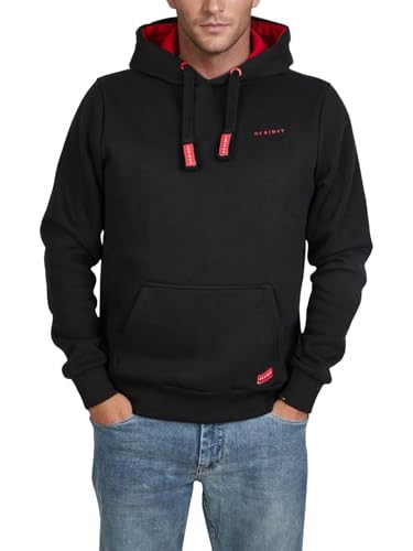 DENIMFY Hoodie Herren Regular Fit DFBenno Kapuzenpullover Pullover Schwarz M, Größe:M, Farben:Black-Formula Red von DENIMFY