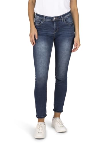 DENIMFY Jeans Damen lang Stretch Slim Fit Mid Waist DFElla Jeanshose Baumwolle Denim Blau S, Größe:S, Farben:Middle Blue Denim (M282) von DENIMFY