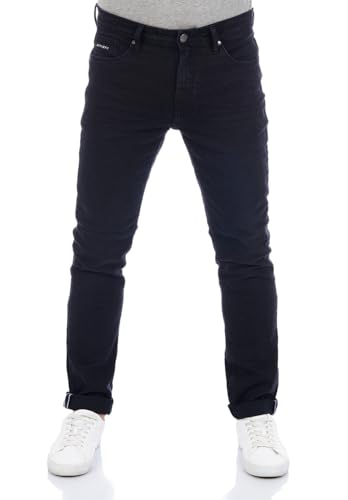 DENIMFY Jeans Herren Stretch Straight Fit DFMiro Jeanshose Baumwolle Denim Schwarz w30, Größe:30W / 32L, Farben:Black Denim (B122) von DENIMFY