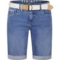 DENIMFY Jeans Shorts Damen mit Gürtel Regular Fit DFLena von DENIMFY