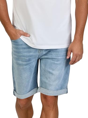 DENIMFY Jeans Shorts Herren Stretch Kurz Regular Fit DFAri Kurze Hosen Sommer Denim Einfarbig, Größe:31, Farben:Light Blue Denim (L114) von DENIMFY
