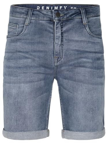 DENIMFY Jeans Shorts Herren Stretch Kurz Regular Fit DFAri Kurze Hosen Sommer Denim Einfarbig, Größe:31, Farben:Middle Blue Denim (M48) von DENIMFY
