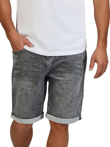 DENIMFY Jeans Shorts Herren Stretch Kurz Regular Fit DFAri Kurze Hosen Sommer Denim Einfarbig, Größe:33, Farben:Grey Denim (G37) von DENIMFY