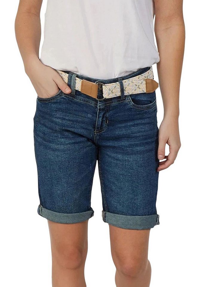 DENIMFY Jeansshorts Damen Shorts DFLena Regular Fit Bermudashorts mit Gürtel von DENIMFY