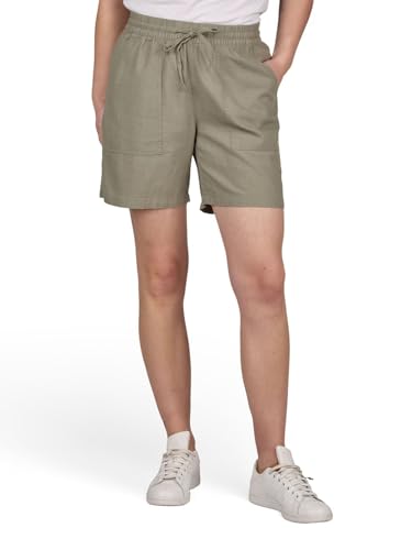 DENIMFY Kurze Hose Damen Regular Fit DFAlessia Leinen Shorts Sommer Taschen Elastische Taille Kordelzug Einfarbig, Größe:L, Farben:Washed Olive DENIMFY Kurze Hose Damen Regular Fit DFAlessia Leinen Shorts Sommer Taschen Elastische Taille Kordelzug Einfarbig, Größe:L, Farben:Washed Olive von DENIMFY