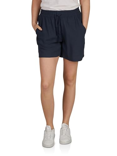 DENIMFY Kurze Hose Damen Sommer leichte Hose mit Gummizug Regular Fit DFLia Weite Bermuda Shorts 100% Viskose, Größe:L, Farben:Navy von DENIMFY