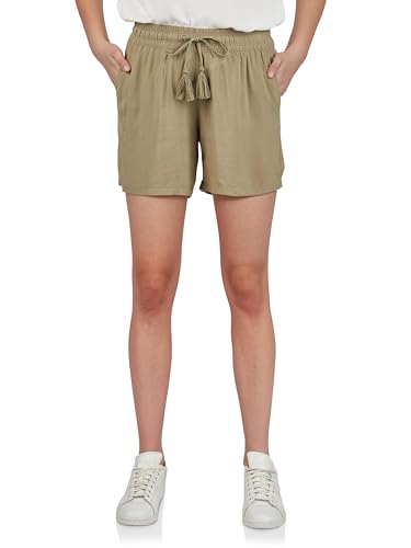 DENIMFY Kurze Hose Damen Sommer leichte Hose mit Gummizug Regular Fit DFLia Weite Bermuda Shorts 100% Viskose, Größe:L, Farben:Washed Olive DENIMFY Kurze Hose Damen Sommer leichte Hose mit Gummizug Regular Fit DFLia Weite Bermuda Shorts 100% Viskose, Größe:L, Farben:Washed Olive von DENIMFY