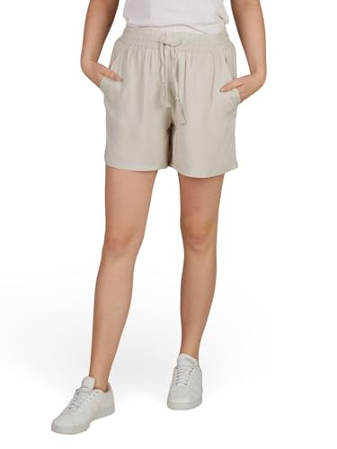 DENIMFY Kurze Hose Damen Sommer leichte Hose mit Gummizug Regular Fit DFLia Weite Bermuda Shorts 100% Viskose, Größe:XL, Farben:Light Sand von DENIMFY