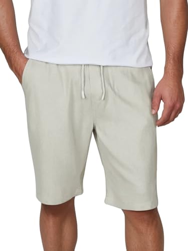 DENIMFY Kurze Hosen Herren Leinen Shorts DFAlessio Regular Fit Kordelzug Elastischer Bund Einfarbig, Größe:5XL, Farben:Light Sand von DENIMFY