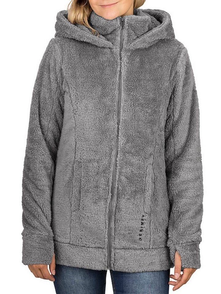 DENIMFY Outdoorjacke Damen Fleecejacke DFMila Regular Fit Kapuzenjacke mit Teddyfleece von DENIMFY