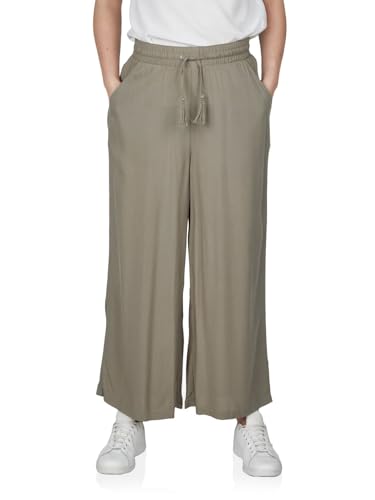 DENIMFY Palazzo Hose Damen Sommer 7/8 Loose Fit DFKate Weites Bein Sommerhose leicht Stoffhose Knöchellang Elastische Taille Grün, Größe:XXL, Farben:Washed Olive von DENIMFY
