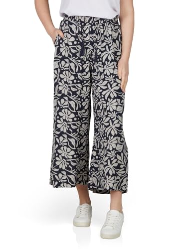 DENIMFY Palazzo Hose Damen Sommer 7/8 Loose Fit DFKate Weites Bein Sommerhose leicht Stoffhose Knöchellang Elastische Taille Navy XL, Größe:XL, Farben:Old Navy-Light Sand von DENIMFY
