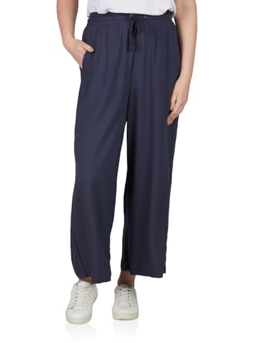 DENIMFY Palazzo Hose Damen Sommer 7/8 Loose Fit DFKate Weites Bein Sommerhose leicht Stoffhose Knöchellang Elastische Taille Navy XXL, Größe:XXL, Farben:Navy von DENIMFY