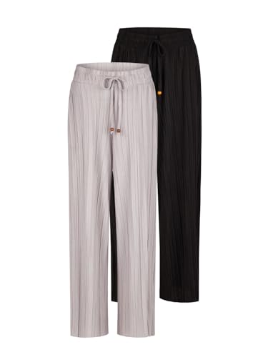 DENIMFY Palazzo Hose Damen Sommer 7/8 Culotte DFBrenda 2er Pack Set Hohe Taille Weites Bein Sommerhose Stoffhose Knöchellang Elastische Taille Taschen Einfarbig, Größe:S, Farbe:Pack 2 DENIMFY Palazzo Hose Damen Sommer 7/8 Culotte DFBrenda 2er Pack Set Hohe Taille Weites Bein Sommerhose Stoffhose Knöchellang Elastische Taille Taschen Einfarbig, Größe:S, Farbe:Pack 2 von DENIMFY